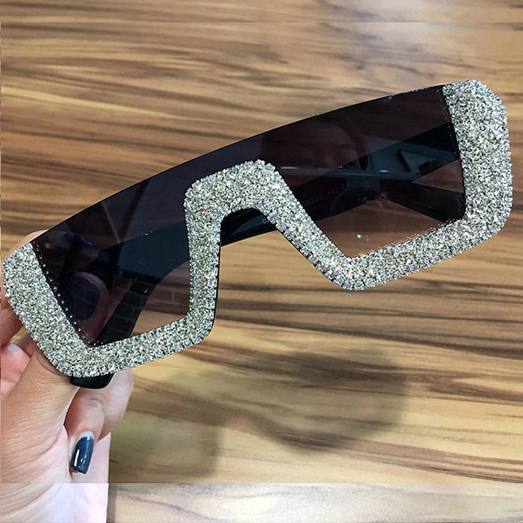 2026 New Arrivals Bling Studded High Quality Glitter Luxury Designer Sun Glasses Shades Rhinestone Square Sunglasses for Woman