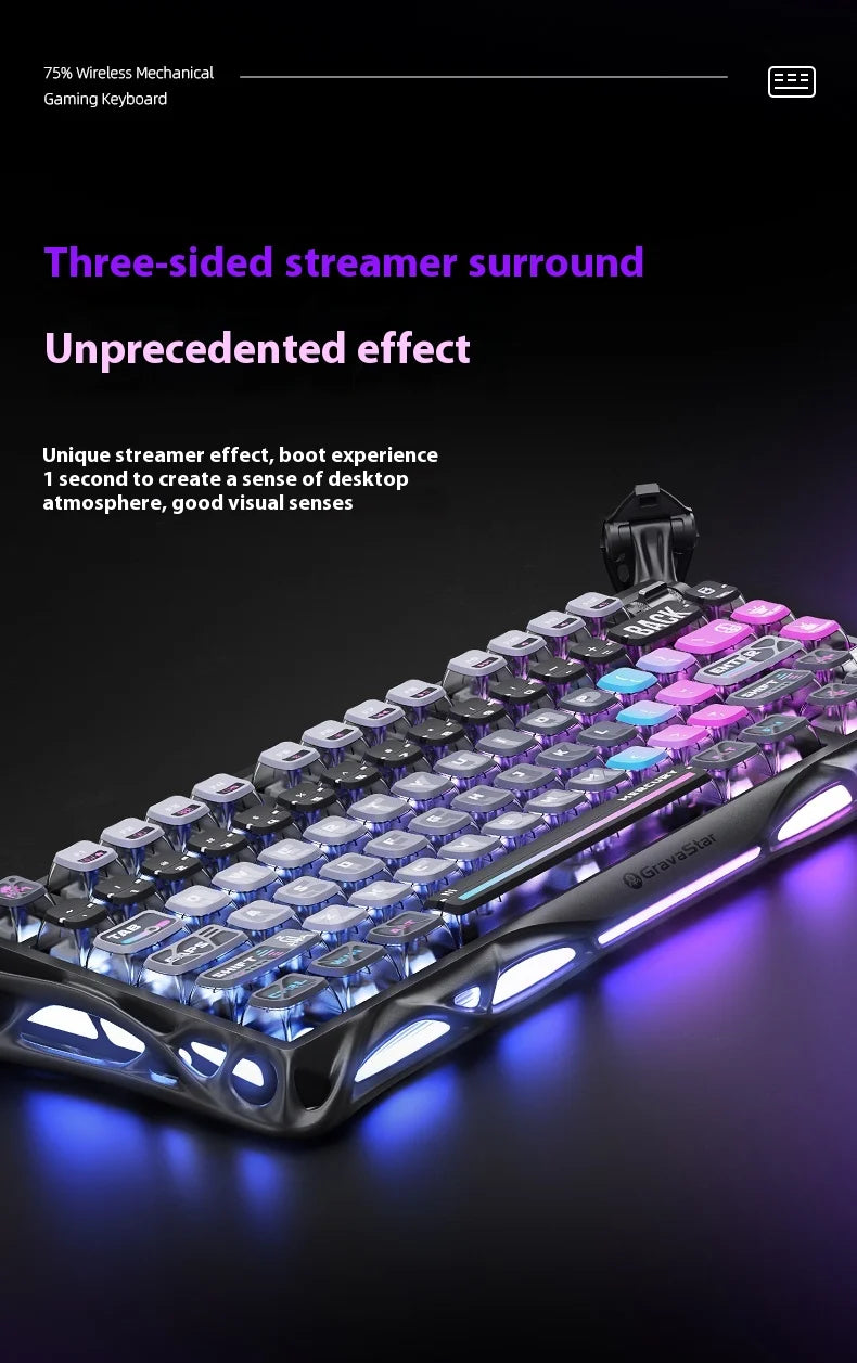Wireless Mechanical Keyboard Gravastar for Laptop/Computer Special Gift Top Gaming Peripherals Cyberpunk K1 Pro Special Edition