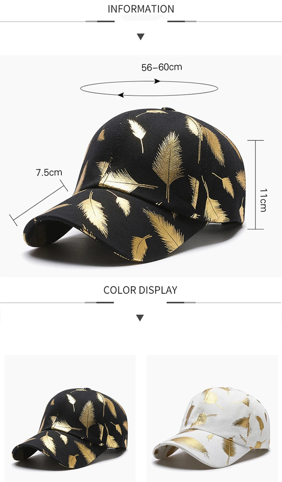 FS Brand Black Golden Feather Print Baseball Cap For Men Summer Women Trucker Hat Casual Cotton Snapback Hip Hop Caps Bone 2026