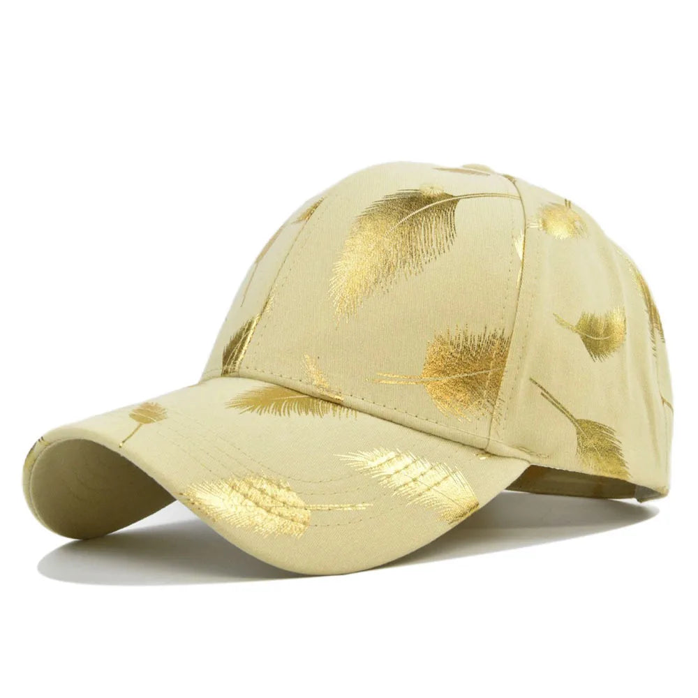 FS Brand Black Golden Feather Print Baseball Cap For Men Summer Women Trucker Hat Casual Cotton Snapback Hip Hop Caps Bone 2026