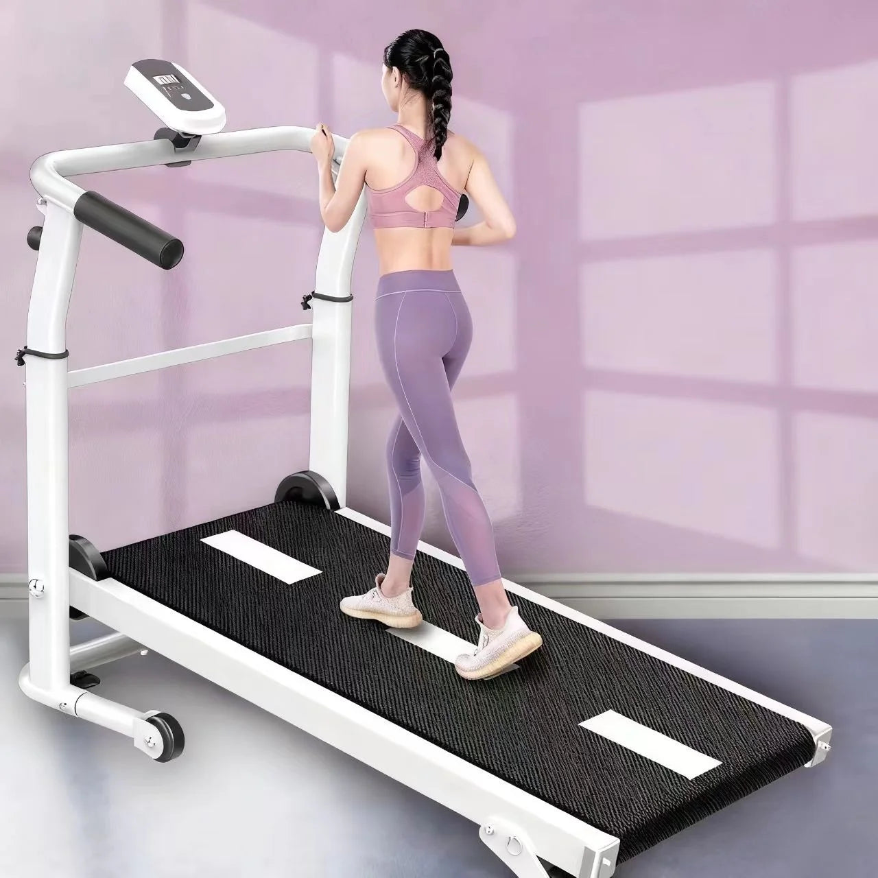 Small Folding Mechanical Steel Treadmill Exercise Portable Manual Incline Treadmill Machine for Home Office Small Spaces