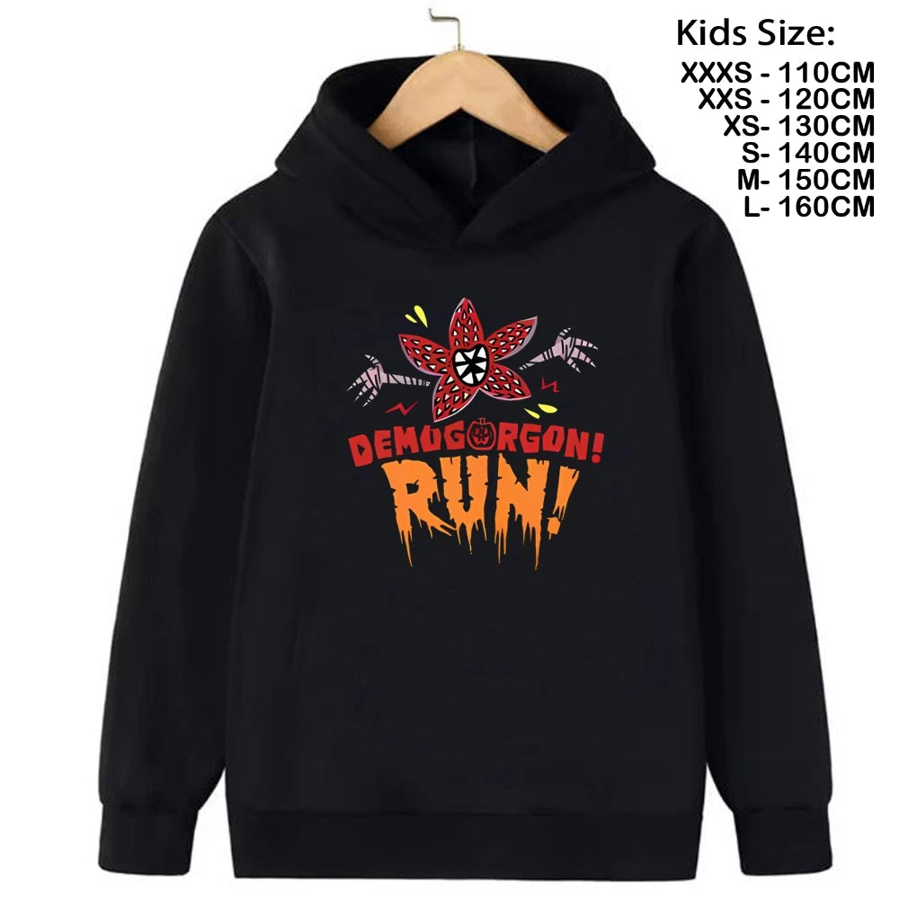 Demogorgon Hawkins Hoodies Kids Cartoon Anime Print Clothes Streetwear Basic Boys Tops Children Sweatshirts