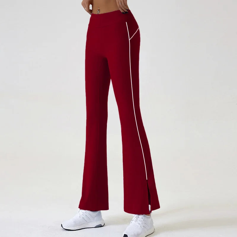 Flared Sports Yoga Pants High-Waisted Women Pants and Trousers Women Trousers Fitness Female Clothing Solid Color Women