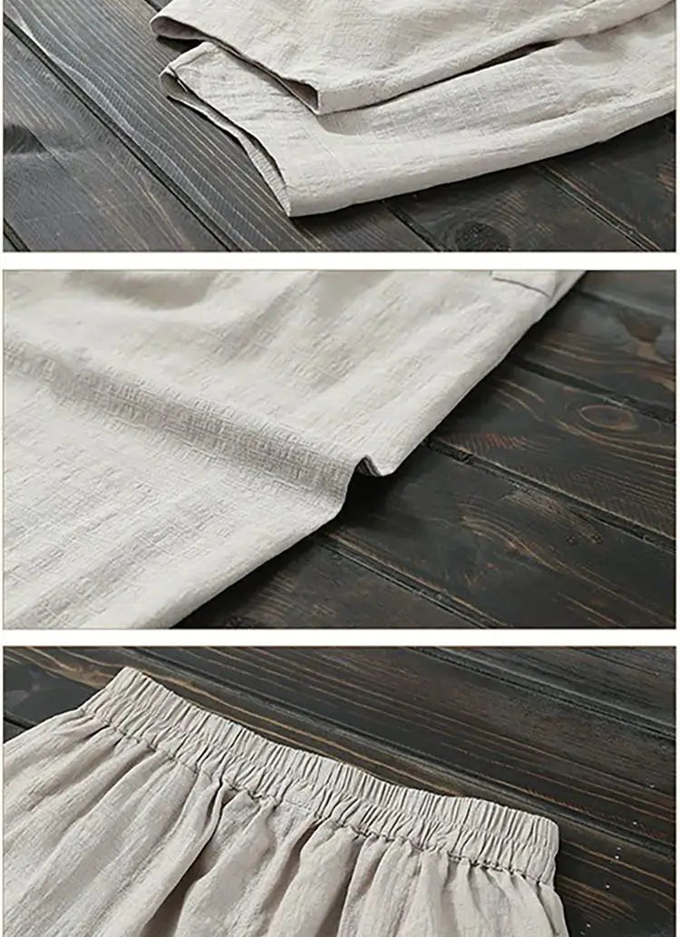Cotton Wide Leg Pants Female Loose Oversized Solid Color Harem Summer Casual Elastic Waist Ankle-length Pants Women Clothing