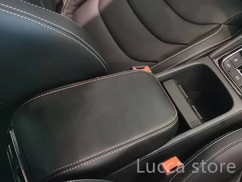 For SKODA KODIAQ SKODA KAROQ 17-22 Accessories Leather suede warp Central Armrest Box Protection Sleeve Decoration modification