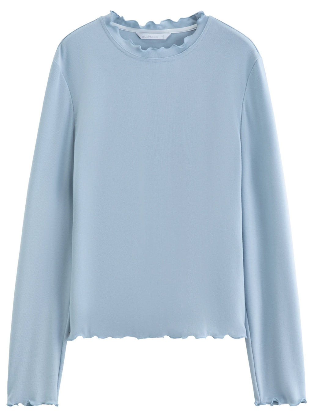 DUSHU Self-Heating Wool T-shirts Half-High Collar Soft Knit  Women's Longline Bralette Fall Winter Curvy Solid Color Pullovers
