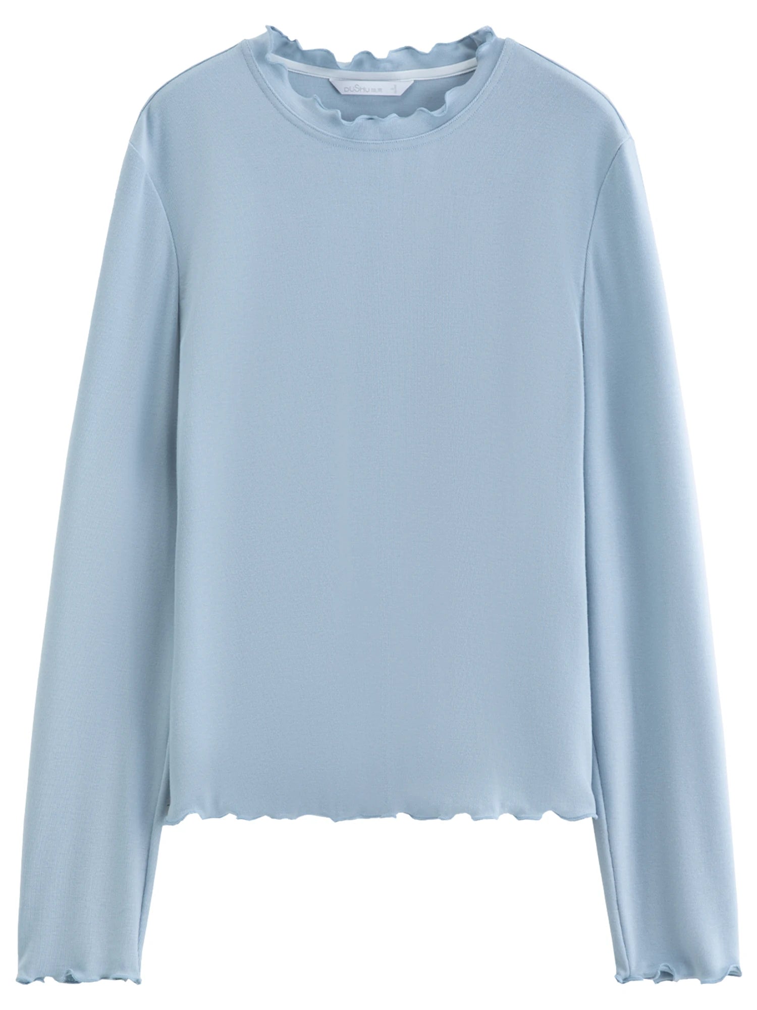 DUSHU Self-Heating Wool T-shirts Half-High Collar Soft Knit  Women's Longline Bralette Fall Winter Curvy Solid Color Pullovers