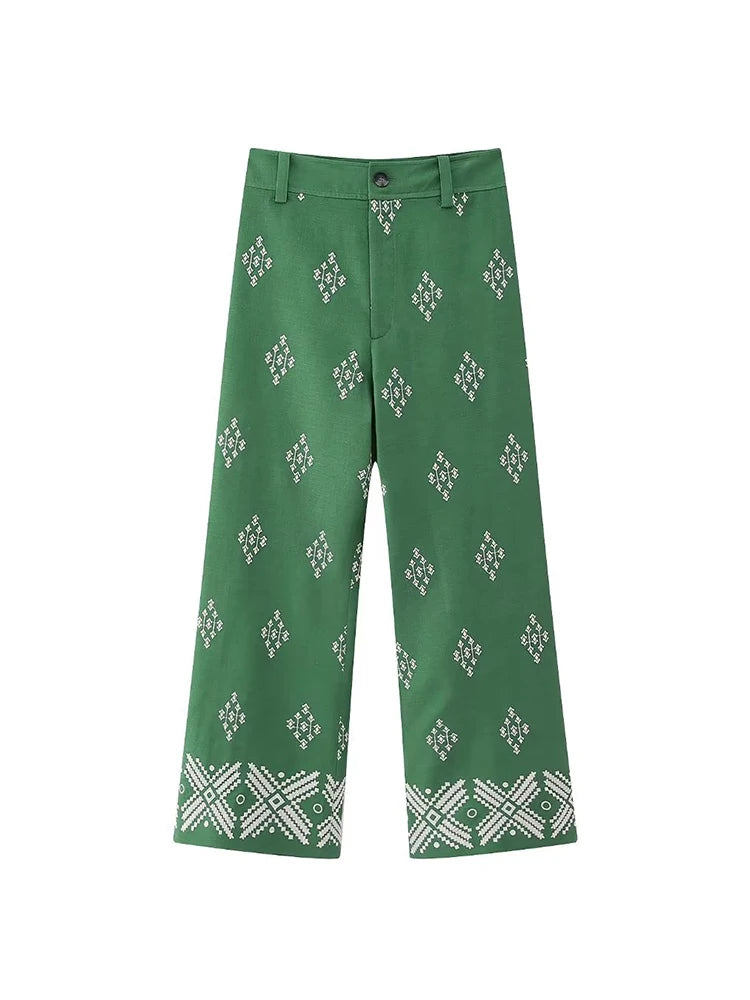Vintage Women Loose Boho Linen Pants 2023 Summer Fashion Ladies Vocation Soft Embroidery Trousers Female Casual Bottoms Chic