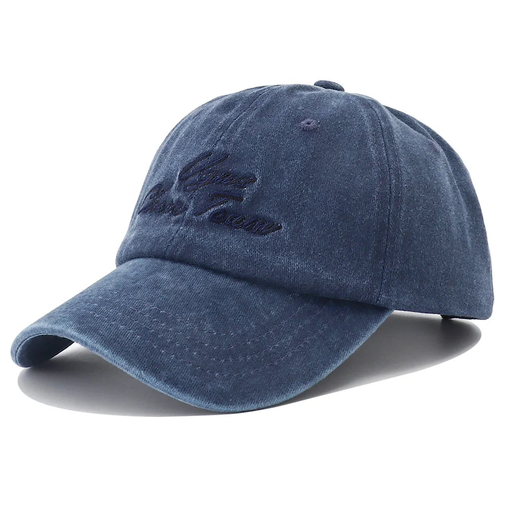 Unisex Letter Embroidery Washed Cotton Baseball Cap Adjustable Vintage Distressed Dad Hats for Women Men Gorras Para Hombres