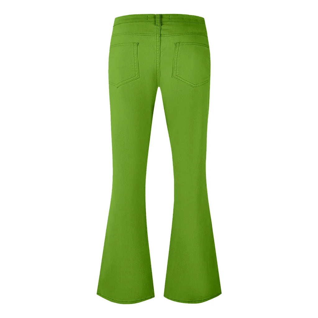 Flare Pants Men Spring Solid Color Daily Simple Classic Trousers Chic Comfortable Hip Hop Mopping Bottoms Disco Flared Pants