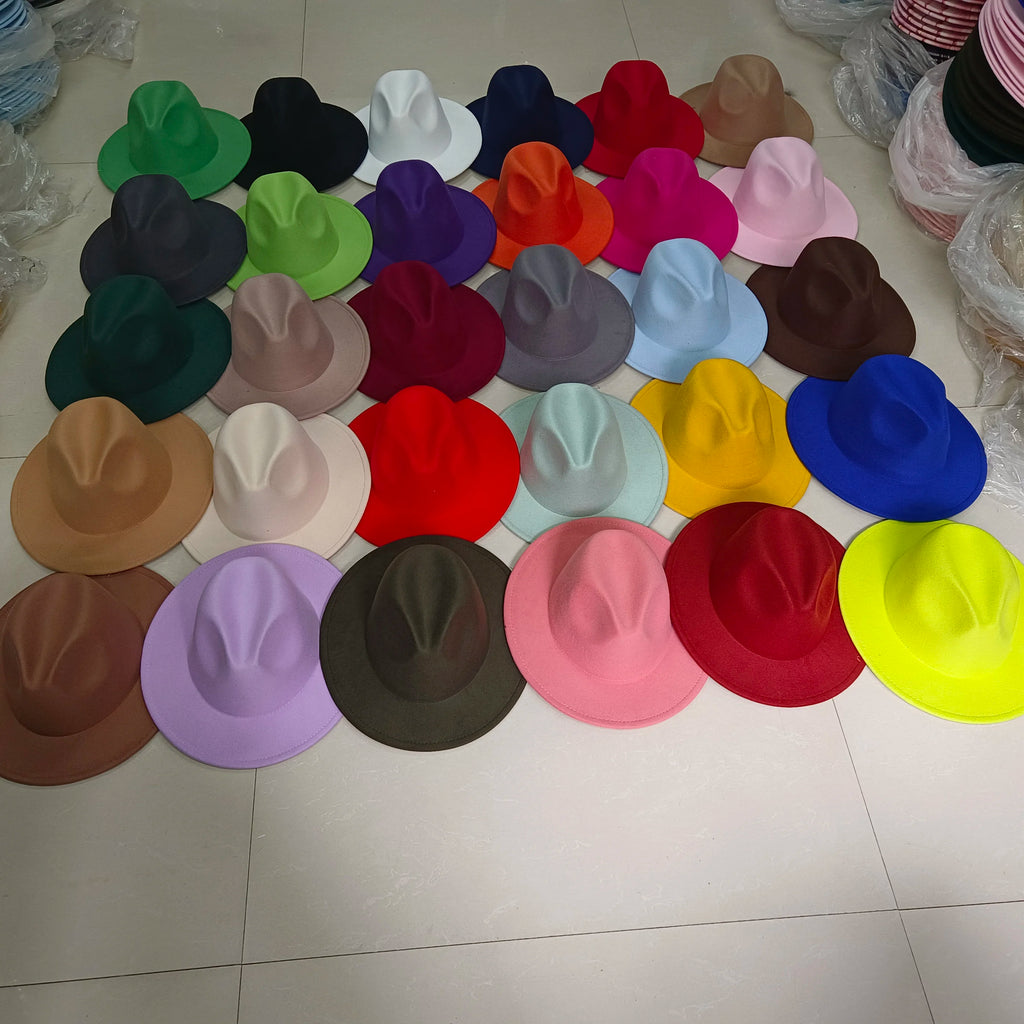 Fedora Hat Women's Winter Hat Women's Wholesale Men's Hat Wide Edge Classic Colorful Wedding Church Gorras para hombres New Hat