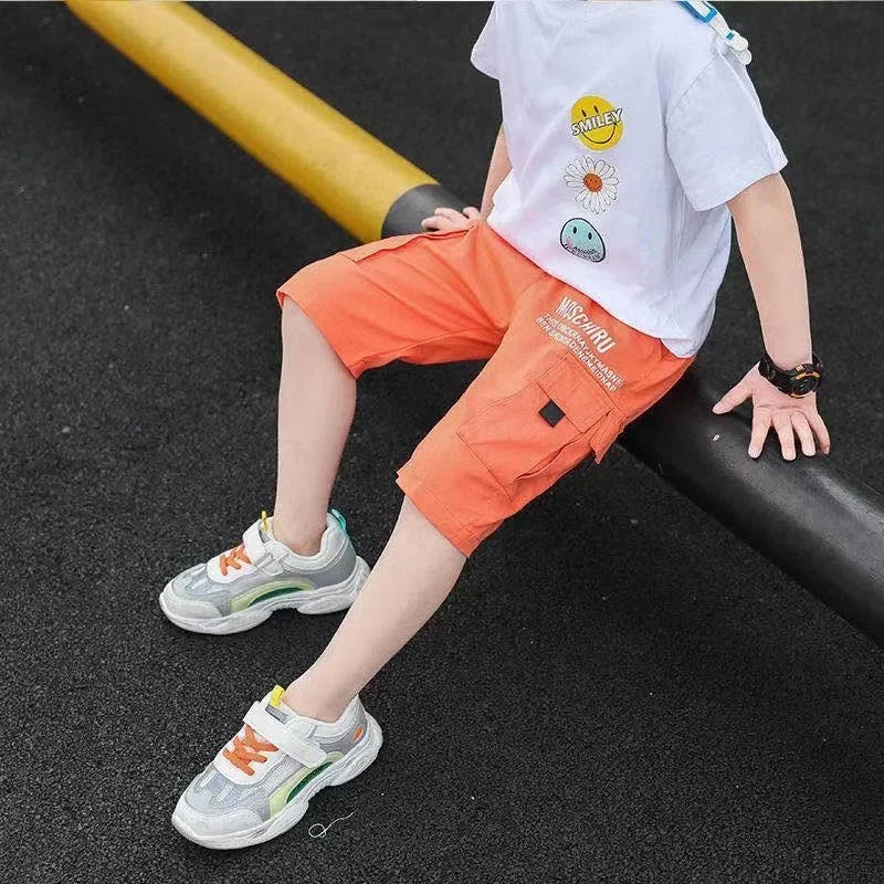 3-14 Years Summer Teenage Boys Pants 3 Color Casual Letter Short Trousers For Kids 3-14 Years Children Sports Shorts Pants