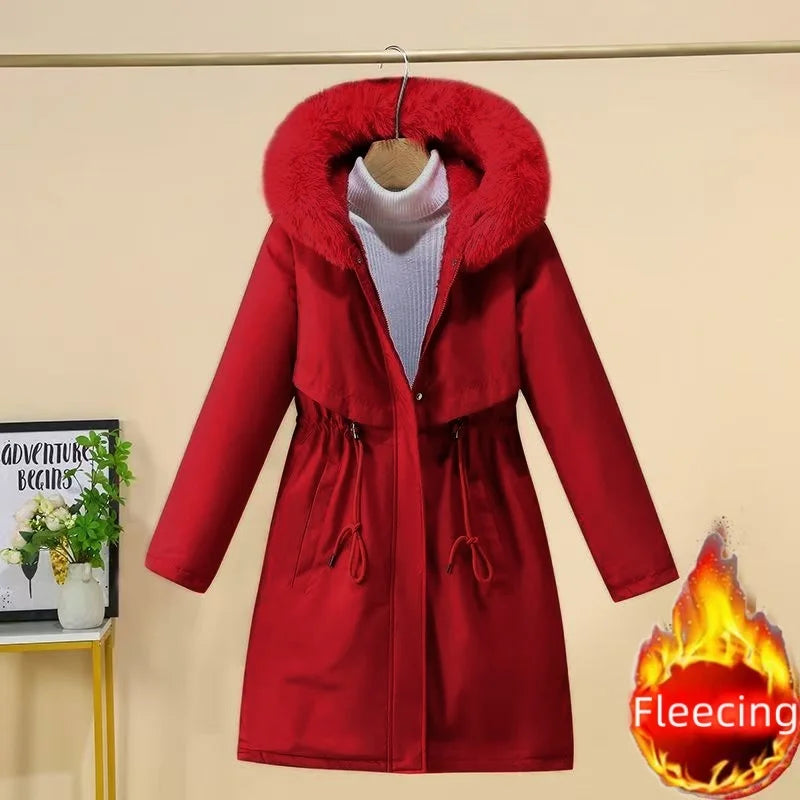 New In Coats & Jackets Women's Winter Padded Jacket Loose Casual Outerwears Fleece Hodded Windbreaker Elegant Office Lady's Coat