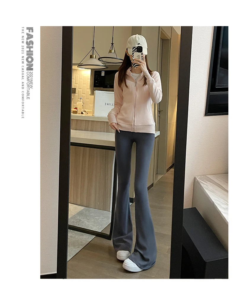 Shark Flared Pants for Women High Waist Skinny Black Casual Spring Autumn 2025 Dance Yoga Micro-Pull