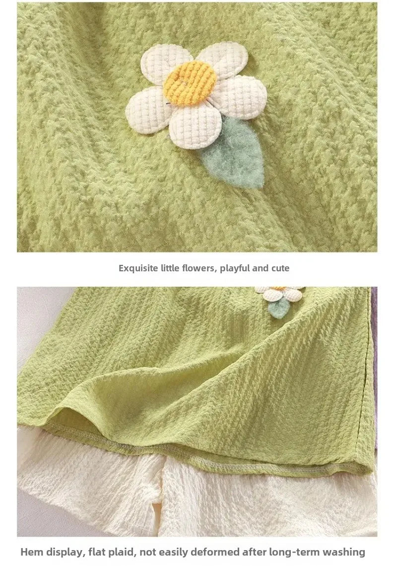 Girl Set Summer New Korean Fashionable Floral Vest Shorts Daily Wear Two-piece Set Kids Clothes Girls