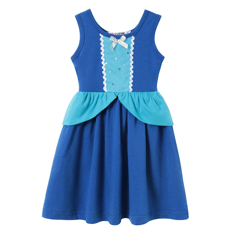 2025 Summer Elsa Anna Casual Dress Girls Cotton Clothes Children Sleeveless A-Line Dress Baby Kids Princess Casual Clothing 2-8Y