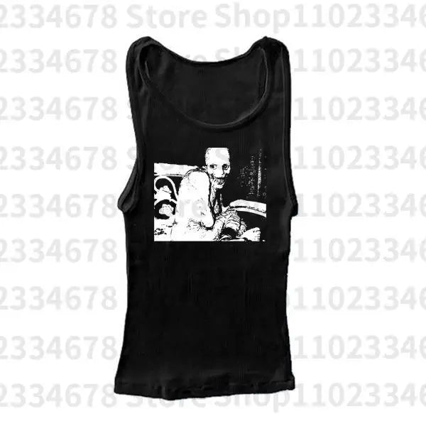 2000s Tops Gothic Emo Girls Camisole Tops Printing Grunge Crop Tops Y2k Clothes Vintage Punk Women's Corset Tank Top Baby Tees