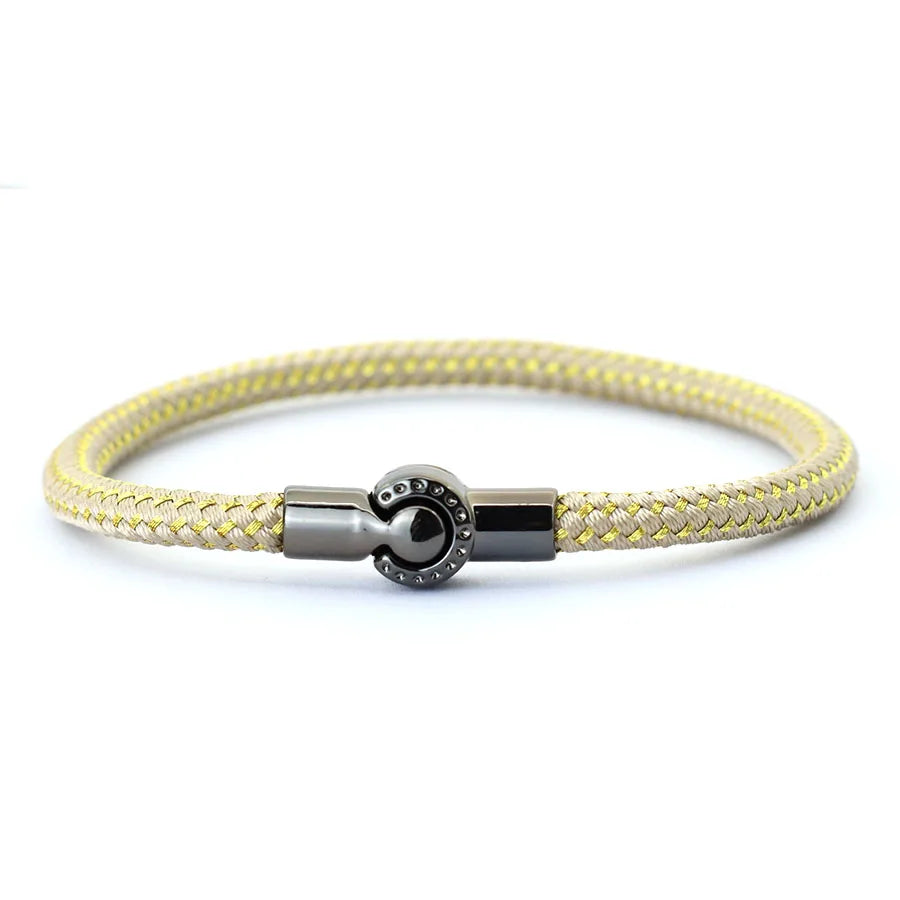Outdoor Sports Cycling Mens Rope Bracelet Black Magnet Buckle Wrap Bangle Pulseira Corda Masculina Pulceras Hombres Elegante