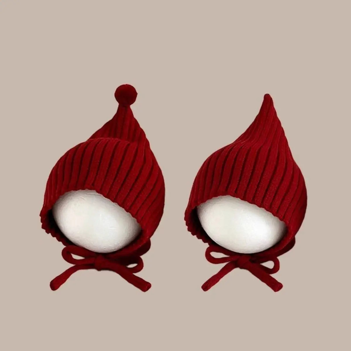 0-24M Baby Beanie Newborn Elf Hat Spring Autumn Knitted Windproof Warm Earflap Cap With Pom Pom