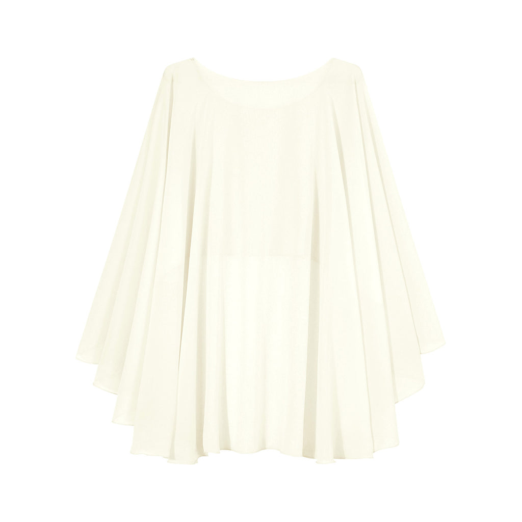 Women Chiffon Solid Pullover Capes Shawl Hi-low Hem Thin Soft Shrug Ponchos for Wedding Bridal Bridesmaid Evening Party Dress