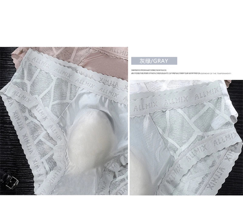 Ropa interior hombre 3D letter sissy gay calzoncillos hombres U convex sexy tоy mens sexy underwear ice silk lace thin calcinha