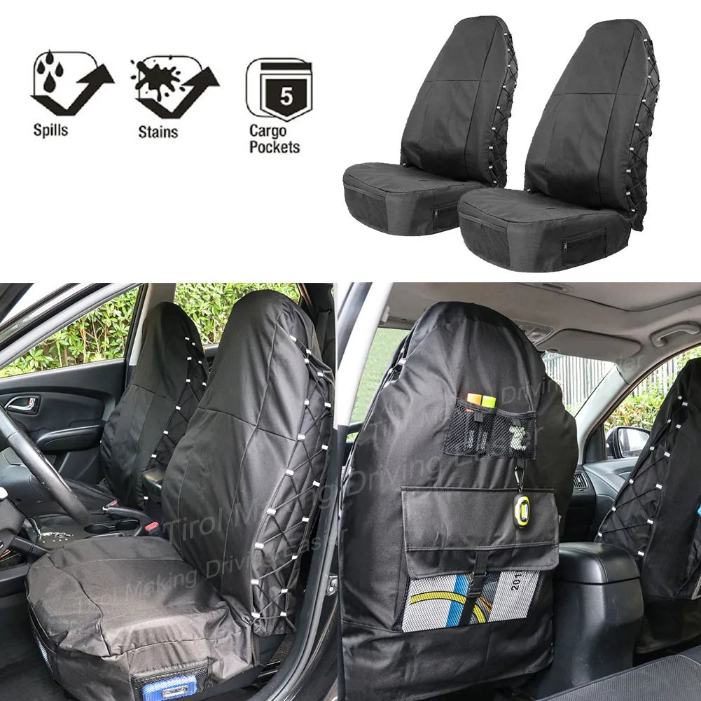 Car Front Seat Cover Auto Accessories Elements Personal Protector with Storage Pockets Car Part Ornaments for TIROL