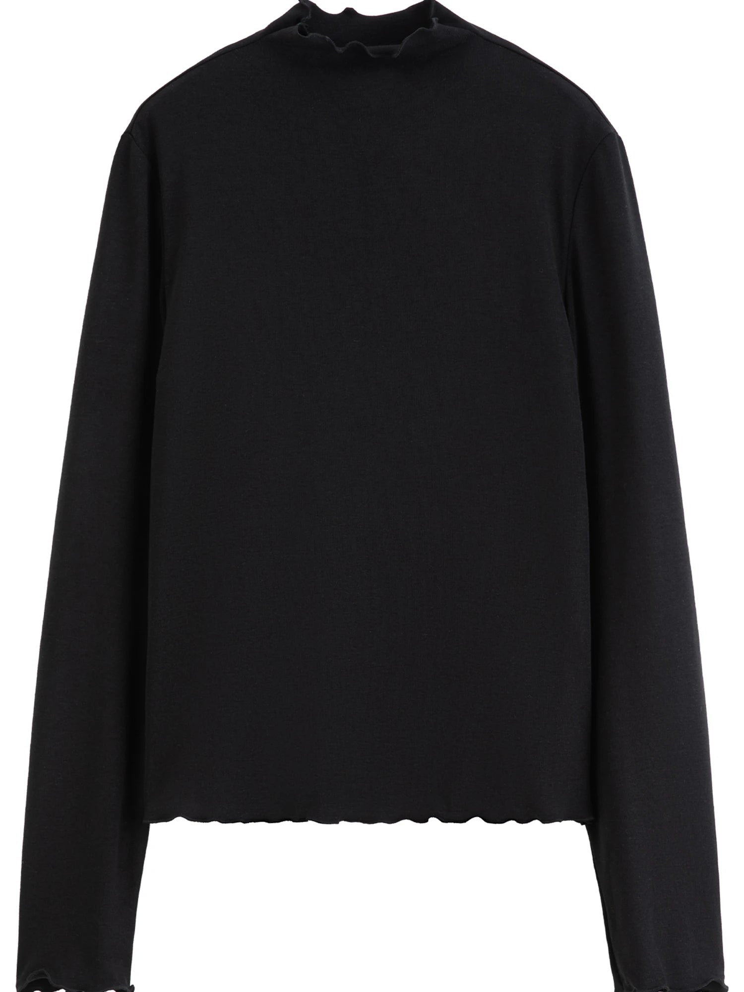 DUSHU Self-Heating Wool T-shirts Half-High Collar Soft Knit  Women's Longline Bralette Fall Winter Curvy Solid Color Pullovers