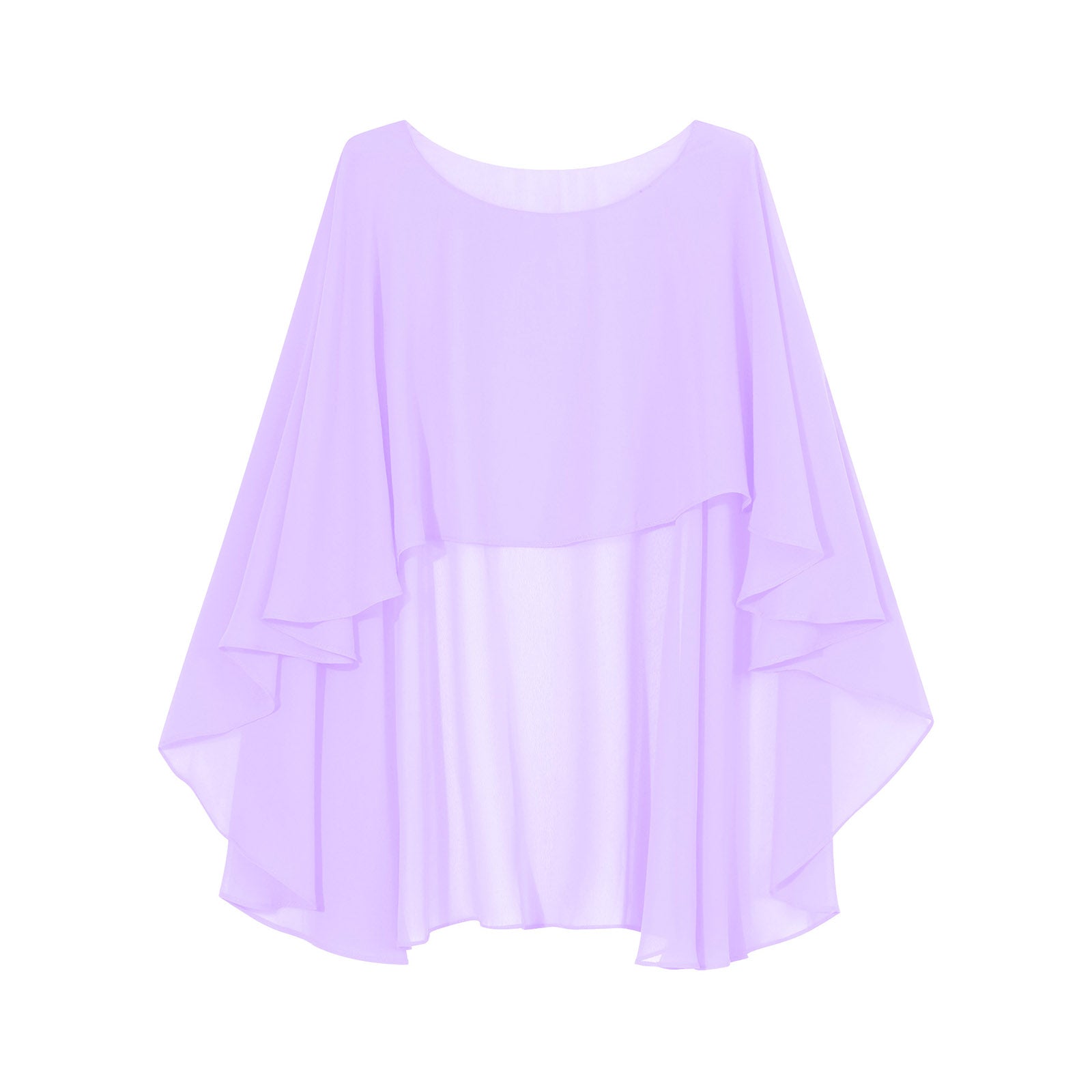 Women Chiffon Solid Pullover Capes Shawl Hi-low Hem Thin Soft Shrug Ponchos for Wedding Bridal Bridesmaid Evening Party Dress