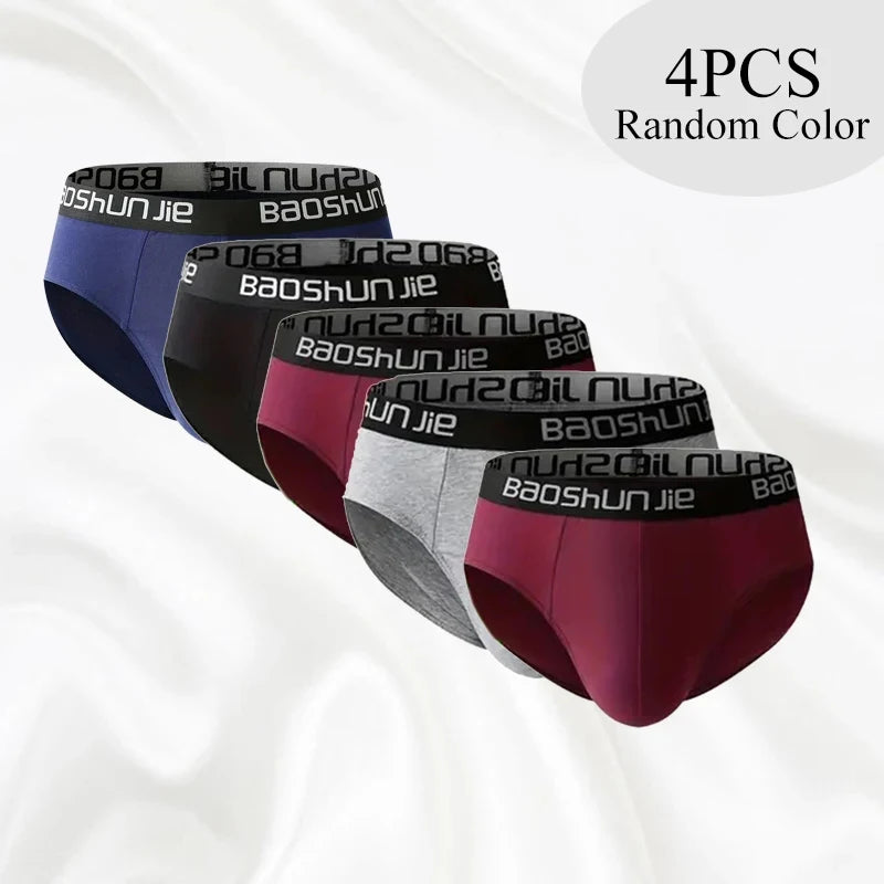 4pcs Men Underwear 100% Cotton Men boxer briefs Medium Waist Breathable Men Panties Fashion Boys Soft Comfortable Men Underpant