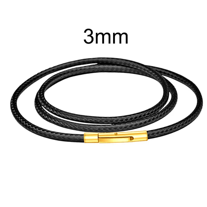 3mm Black Brown Braided Leather Rope Necklace for Men Chain Choker Men Collar Neck Diy Pendant Cord Colgante Hombres Cuello 60cm