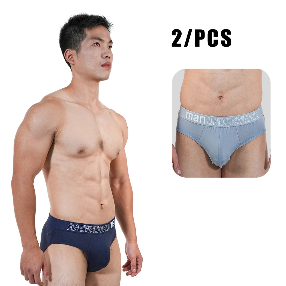 2Pcs Men‘s Large Briefs Mens Comfortable Underpants Man Sexy Gifts Underwear Stunend Breathable Triangle Panties Para Hombres