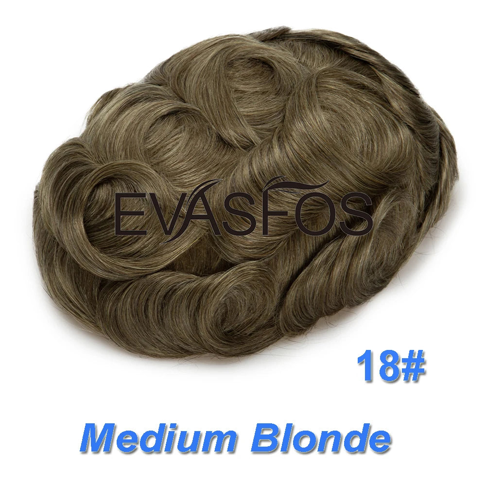 Invisible Knots Men Capillary Prosthesis Wig For Men 0.03mm Ultra Thin Skin Hair Replacement Men Toupee Natural Hair System Men