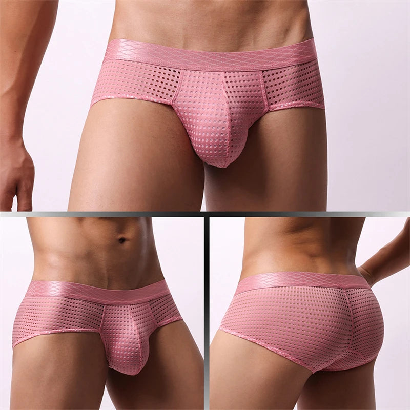 sexy tоy mens underwear Breathable mesh ropa interior hombre low waist calzoncillos hombres wide waistband sissy gay boxers new