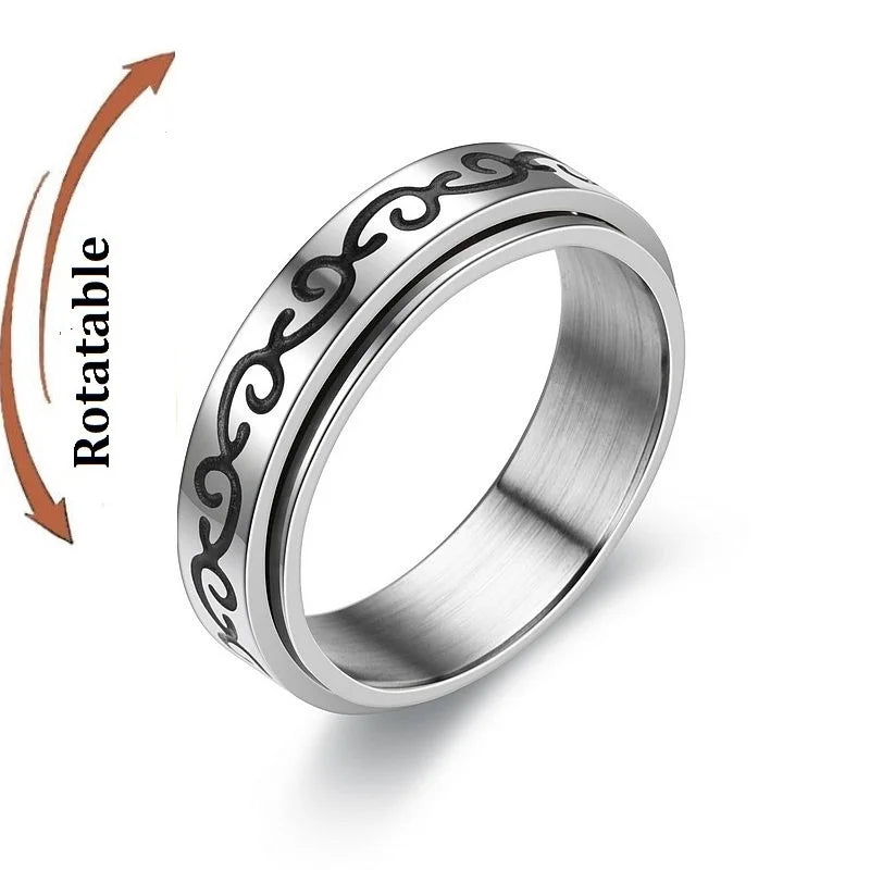 Titanium Steel Rotatable Chain Fidget Spinner Mens Rings Multifunction Anti Stress Knuckle Ring Accessories Anillo Hombres