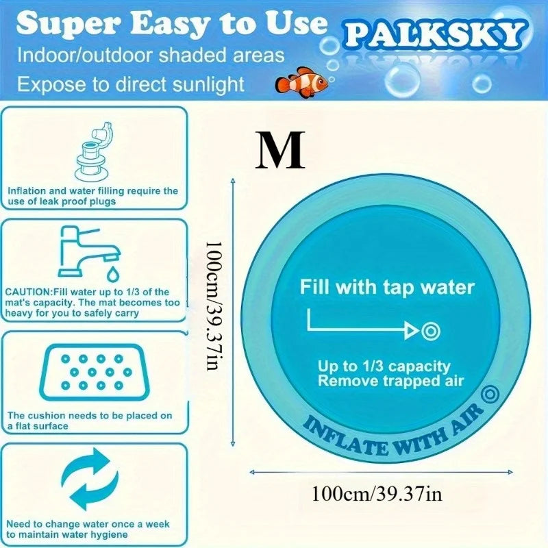 Interactive Water Play Mat for Cats &Dogs - Floating Fish Toy,Splash-Proof Pet Activity Center for Indoor Fun,Mental Stimulation