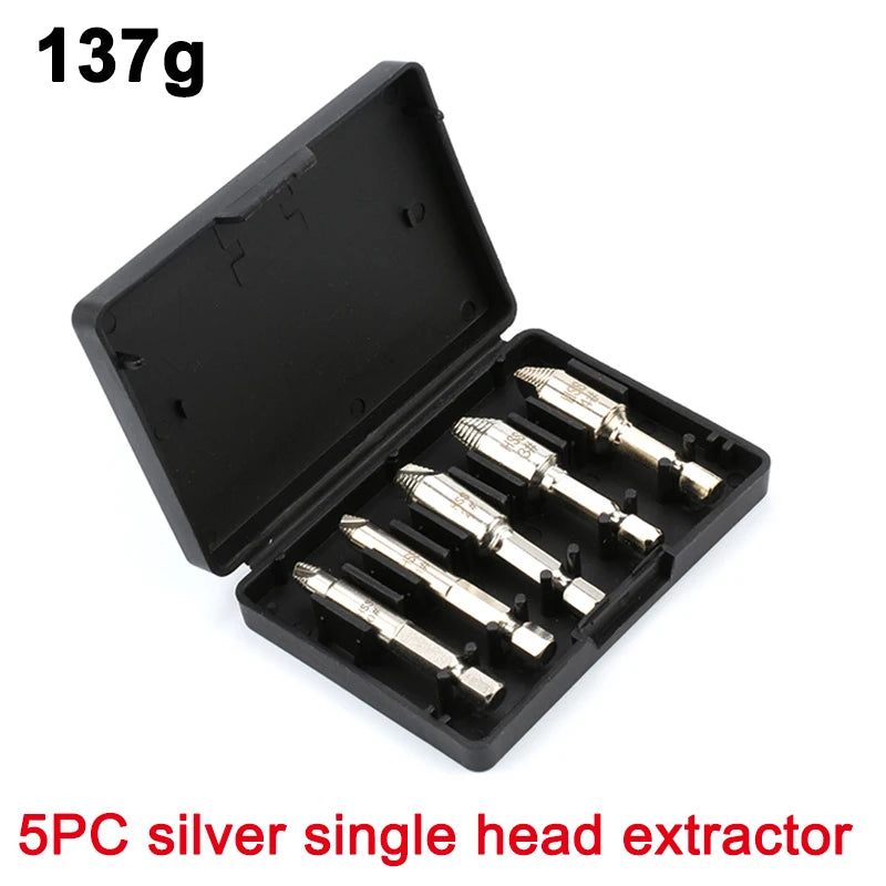 5pc hexagonal handle single head screw extractor wooden screw iron screw slide tooth broken end removal power tool accessory set