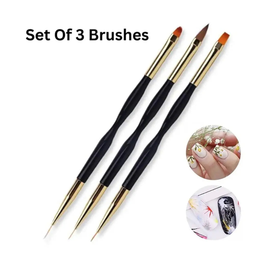 LINMANDA Nail Art Brushes 3Pcs Nail Brush Set with Gel Polish Pens and Liner Brush for Home and Professional Salon Use