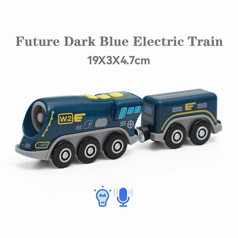 Interactive Playtime Joy Wooden Track Electric Train Toy with Magnetic Slot and Diecast Railway for Children