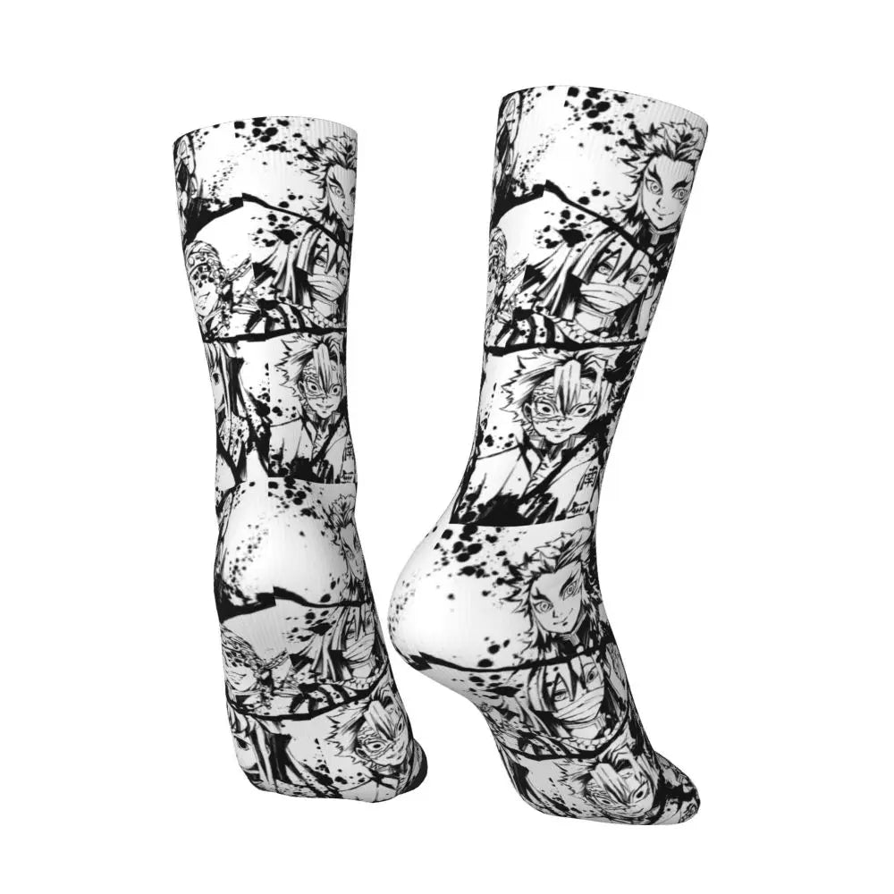 Custom Giyuu Tomioka Demon Slayer Men Women Crew Socks Unisex Kawaii Kimetsu No Yaiba Spring Summer Autumn Winter Dress Socks