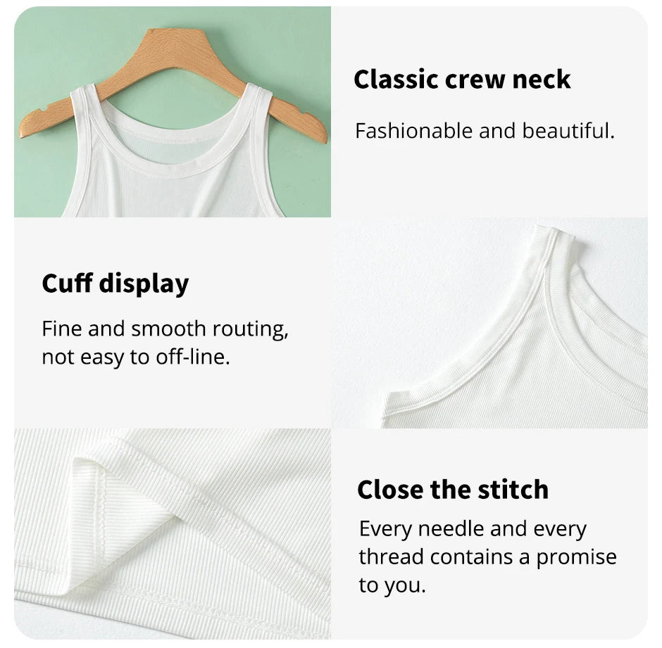 Ladies Four Seasons Solid Color Vest Fashion Joker Young Woman Threaded Camisole plus Size Bottoming Vest