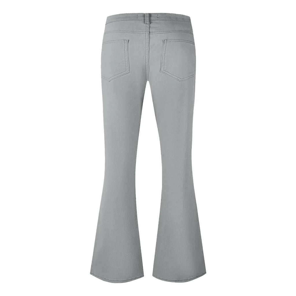 Flare Pants Men Spring Solid Color Daily Simple Classic Trousers Chic Comfortable Hip Hop Mopping Bottoms Disco Flared Pants