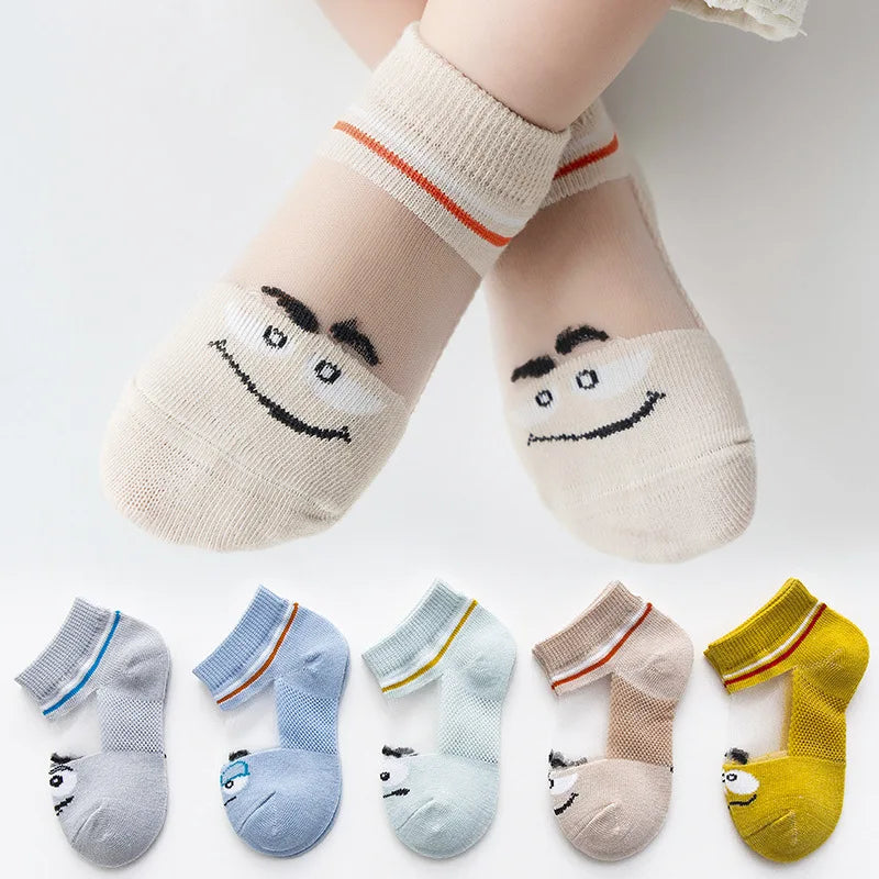 Girls Summer Mesh Thin Sock Cotton Baby Short Socks 5 Pairs Toddler Boys Kids Children Colorful Socks 5 pairs WMF043