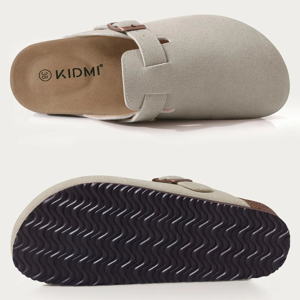 Shevalues Men Clogs Slippers Cow Suede Clogs For Men Leather Mules Men Fashion Beach Shoes Men Outdoor Classic Cork Sandals Men