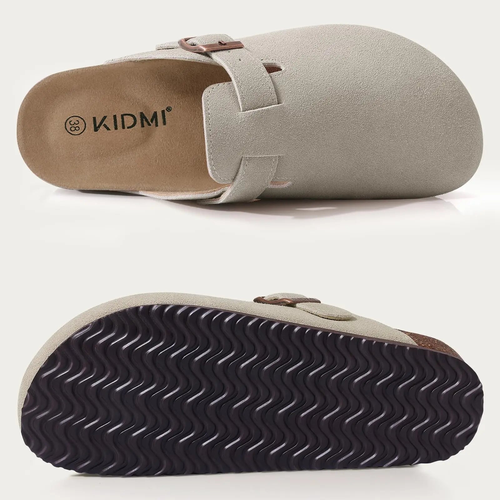 Shevalues Men Clogs Slippers Cow Suede Clogs For Men Leather Mules Men Fashion Beach Shoes Men Outdoor Classic Cork Sandals Men