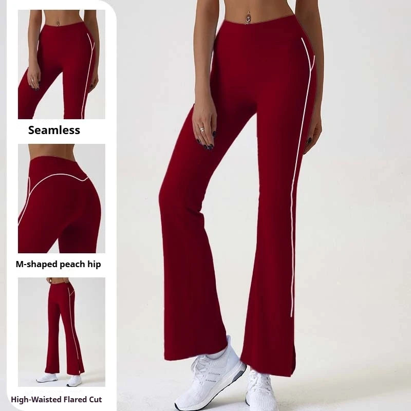 Flared Sports Yoga Pants High-Waisted Women Pants and Trousers Women Trousers Fitness Female Clothing Solid Color Women