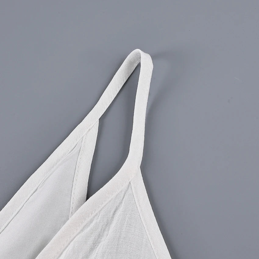 Linad Summer Casual White Long Dress Sexy Loose Backless Split Dresses Woman Street Chic V Neck Straight Dress For Women 2025