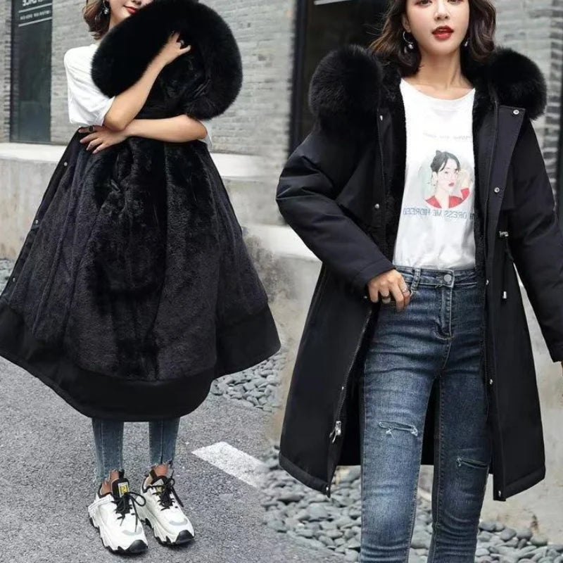 New In Coats & Jackets Women's Winter Padded Jacket Loose Casual Outerwears Fleece Hodded Windbreaker Elegant Office Lady's Coat