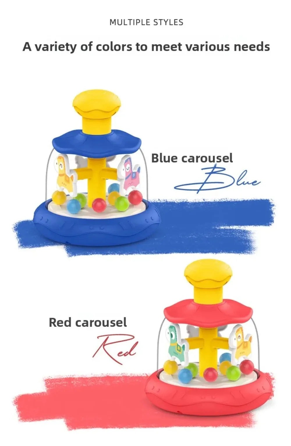Interactive Games Baby Press Rotating Toy Early Learning Hand Coordination Sensory Spinning Toys Cartoon Skills Educational Toy