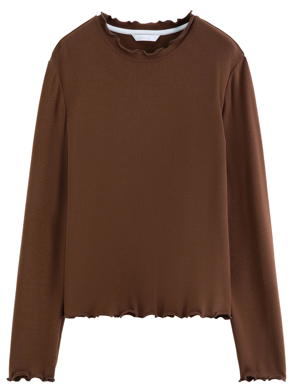 DUSHU Self-Heating Wool T-shirts Half-High Collar Soft Knit  Women's Longline Bralette Fall Winter Curvy Solid Color Pullovers