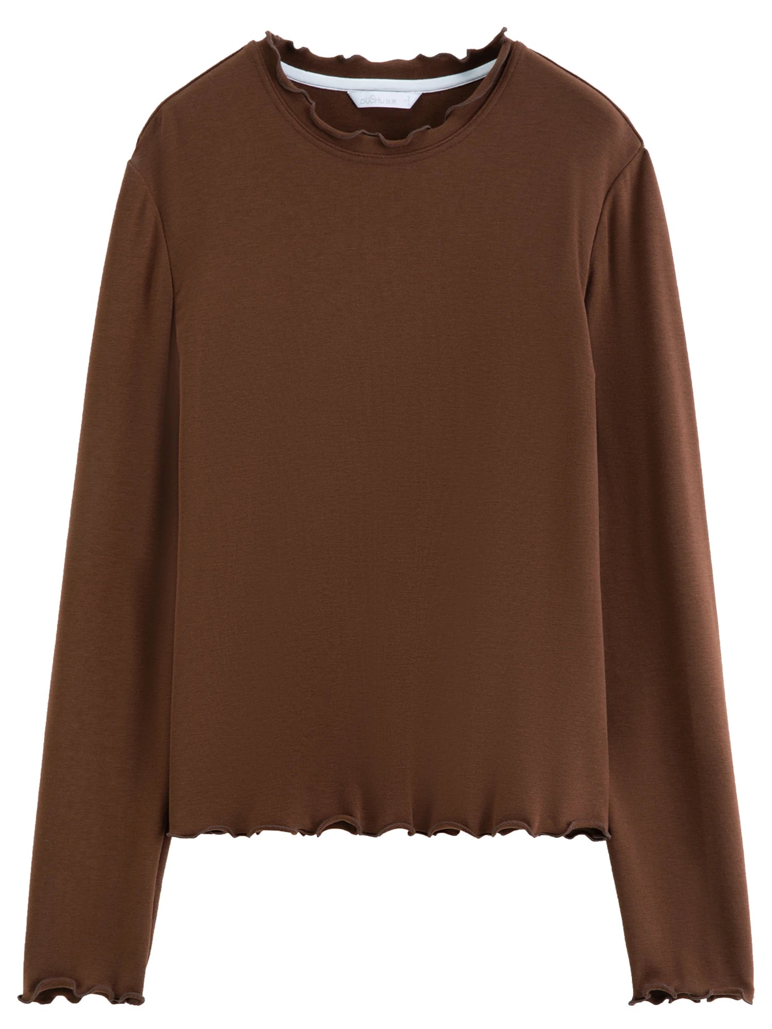 DUSHU Self-Heating Wool T-shirts Half-High Collar Soft Knit  Women's Longline Bralette Fall Winter Curvy Solid Color Pullovers